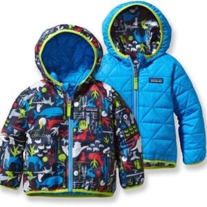 Patagonia Baby Reversible Puff-Ball Insulated Jacket - Blue/Animals - 12-18 Mos